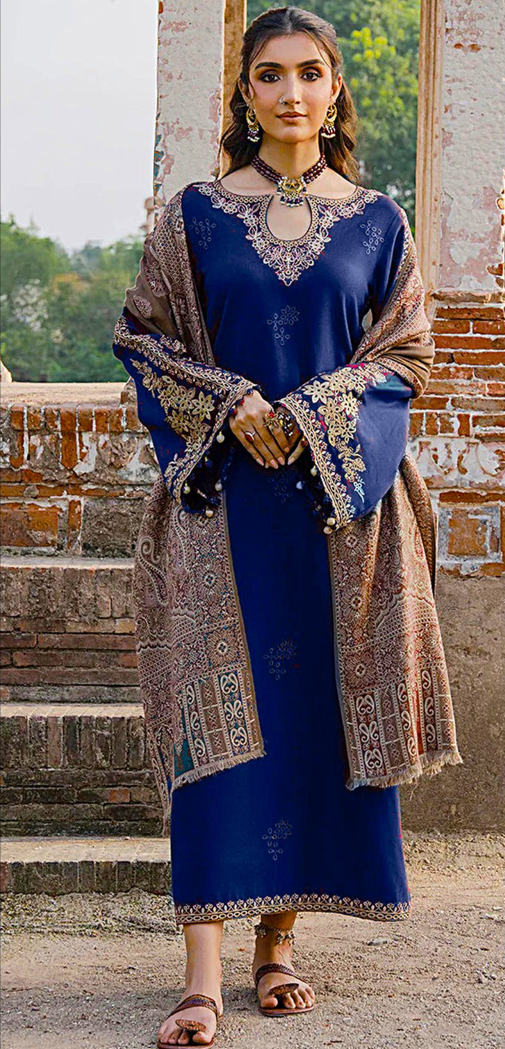 Elegant Keyhole Embroidered Unstitched 3-Piece Suit