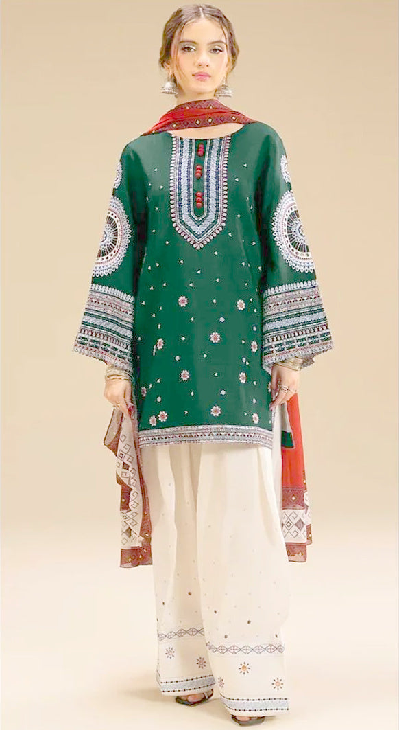 Royal Jewel Tones Embroidered Unstitched 3-Piece Suit