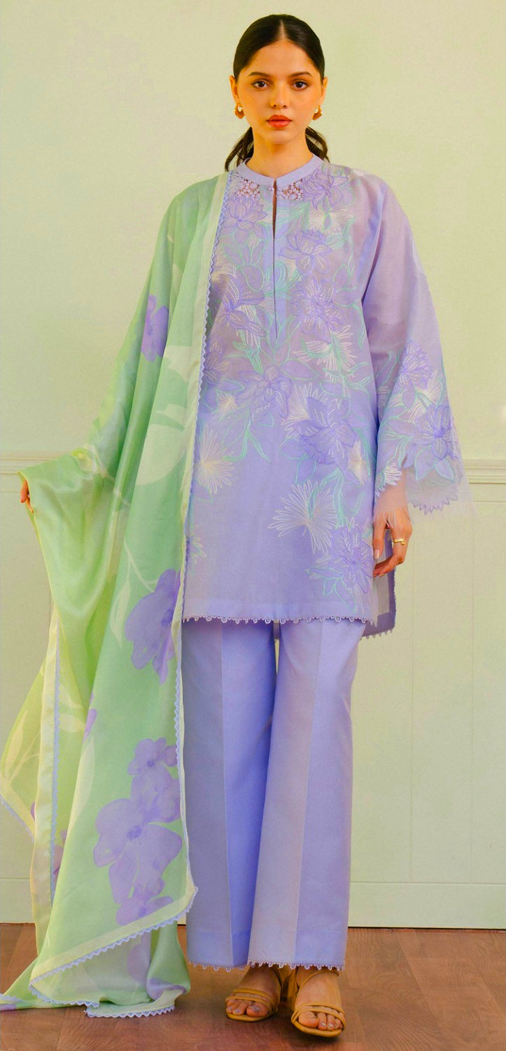 Pastel Bloom Floral Embroidered Unstitched 3-Piece Suit