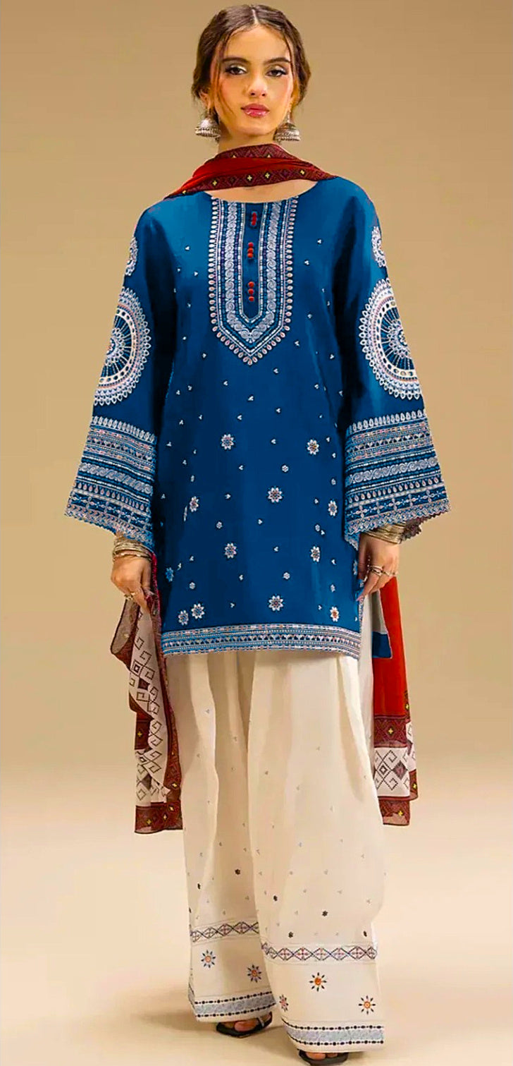 Royal Jewel Tones Embroidered Unstitched 3-Piece Suit