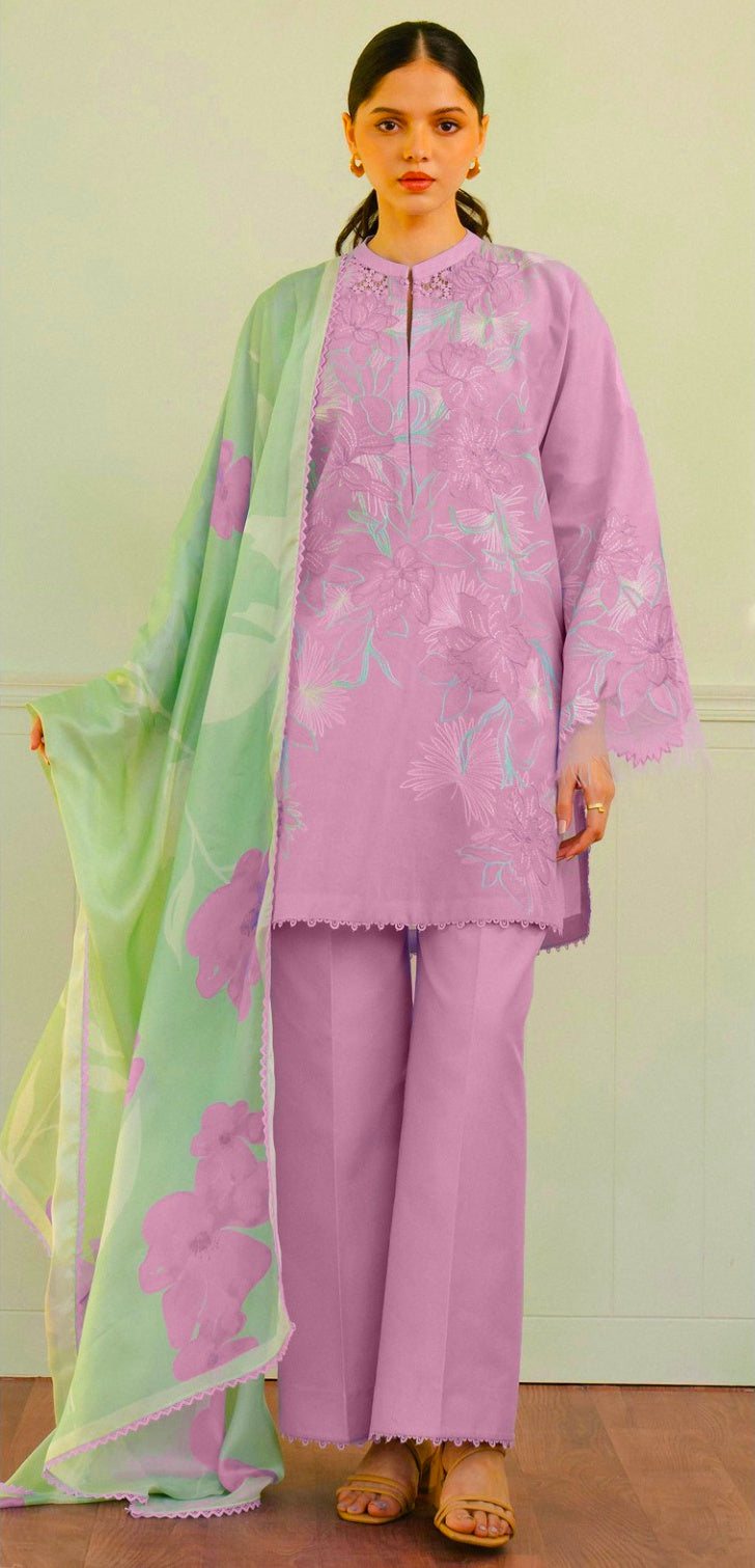 Pastel Bloom Floral Embroidered Unstitched 3-Piece Suit